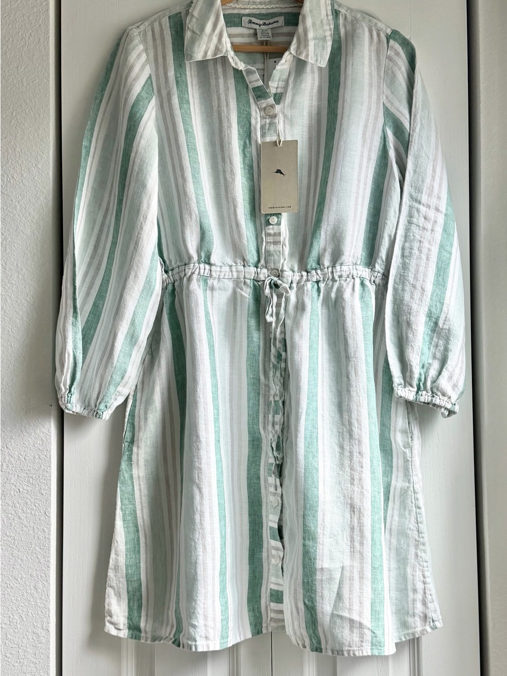 Tommy Bahama Girls' Mint Green & White Striped Shirt Dress